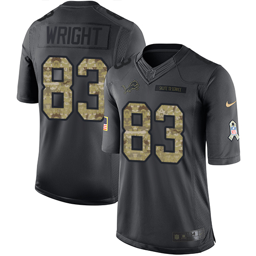 Youth Limited Tim Wright Nike Jersey Black - #83 2016 Salute to Service NFL Detroit Lions